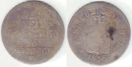 1856 Germany State silver 10 Pfennig (Saxony) A001080
